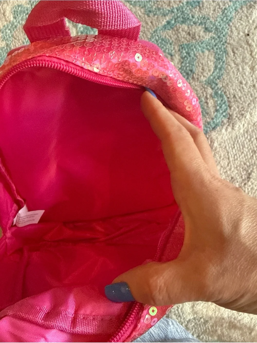 Kids Pink Sequin Rainbow Unicorn Backpack